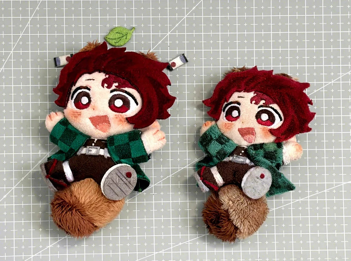 Demon Slayer Tanjirou plush doll full body view with raccoon tanuki tail