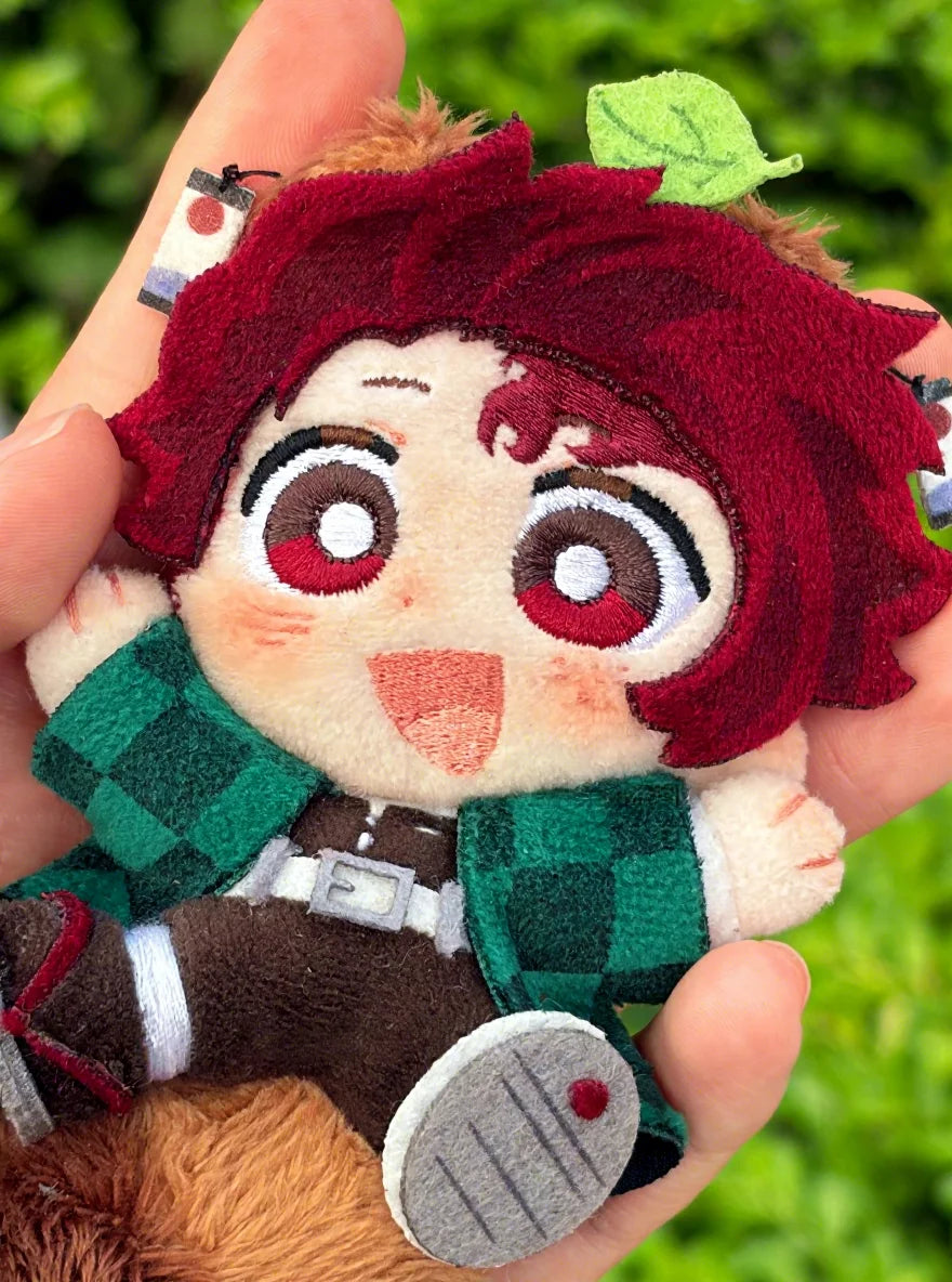 Tanjirou Kamado 2.5D Plush Doll - Close-up detail showing embroidered face and green haori