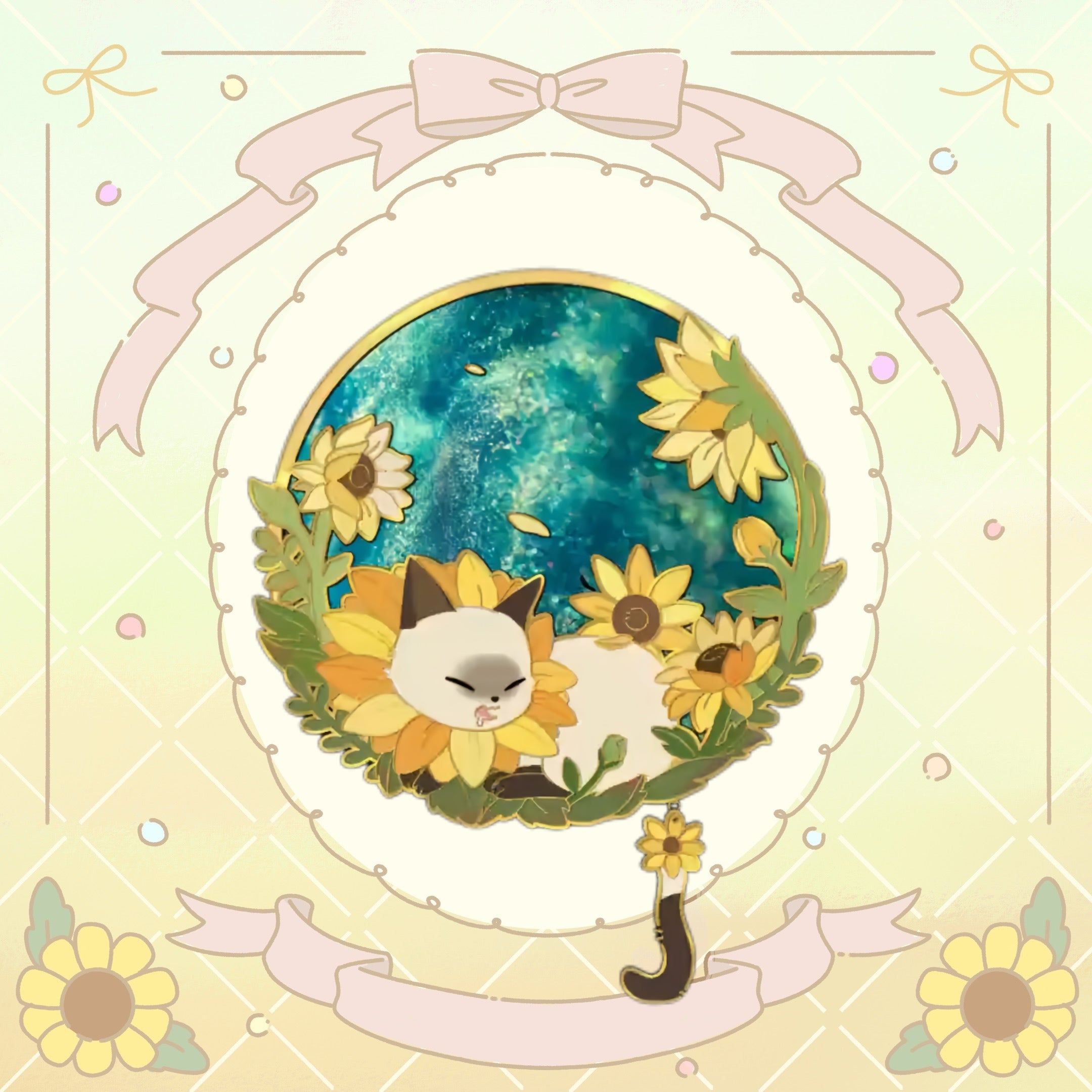 Farmer Teddy Chibi Kitty Pin from the Realm of Cats